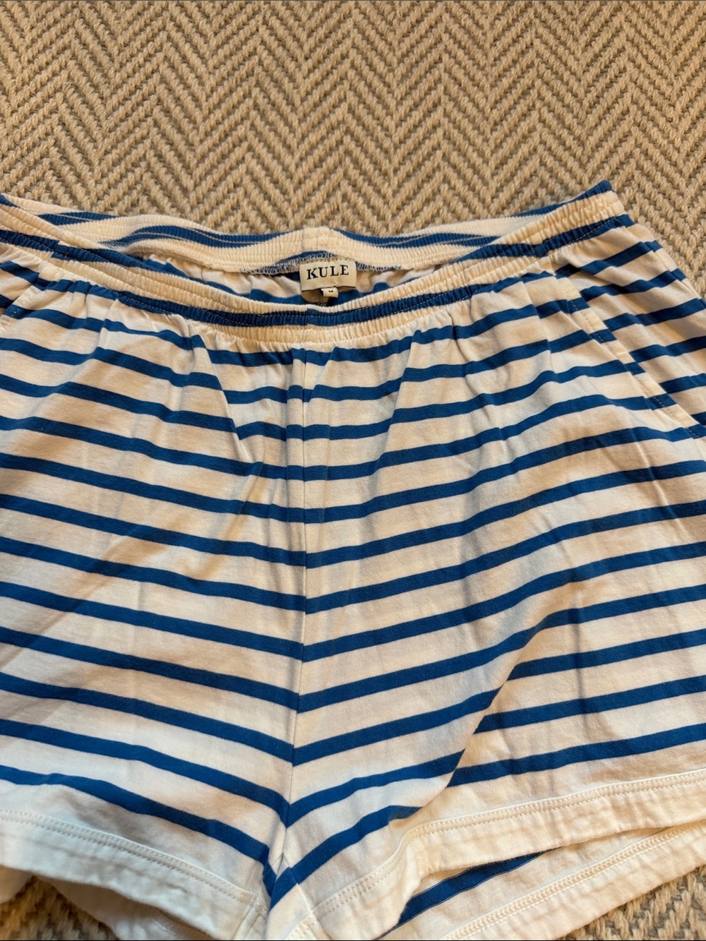 KULE Blue & White Striped Women's Bike Shorts